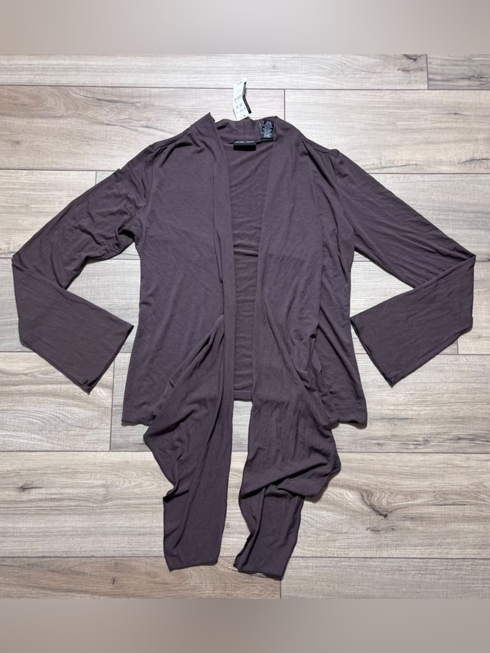 New York & Company Womens Asymmetrical Open Front Long Sleeve Cardigan Small